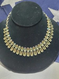 Vintage Signed Lisner Rhinestone Cleopatra Egyptian Necklace - Picture 1 of 7