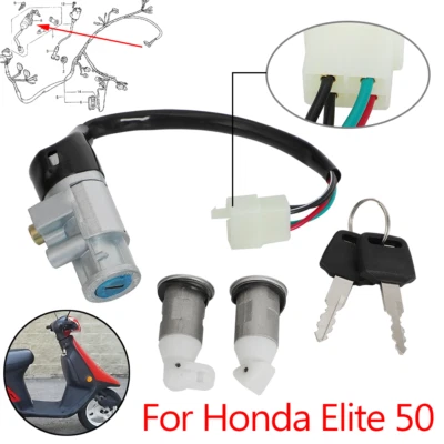 Interruptor de encendido de scooter con kit de arnés de 2 llaves para Honda Elite50 (SA50) S SR LX Foto 1 de 4