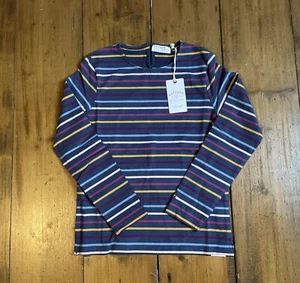 BNWT FATFACE Girls NEW Purple Striped Long Sleeve Top Age 7-8 Years - Picture 1 of 7