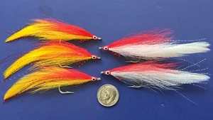 5 LEFTY'S DECEIVER FLIES. RED / WHITE / YELLOW. SALTWATER. #2. FLY FISHING. - Picture 1 of 3