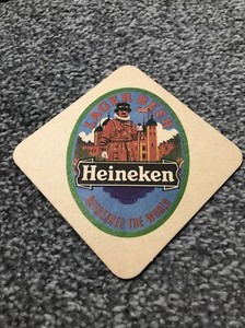 Vintage Heineken Tower Of London, England  1978 Beer Mat Rare