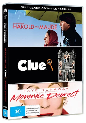 BRAND NEW Harold And Maude + Clue + Mommie Dearest DVD Movie Pack - image 1 of 2