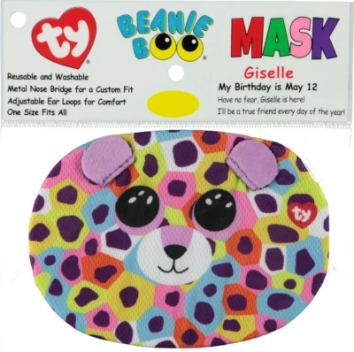 2020 TY Beanie Boo Children Face Mask Covering Reusable Washable GISELLE Leopard - Image 1 of 3
