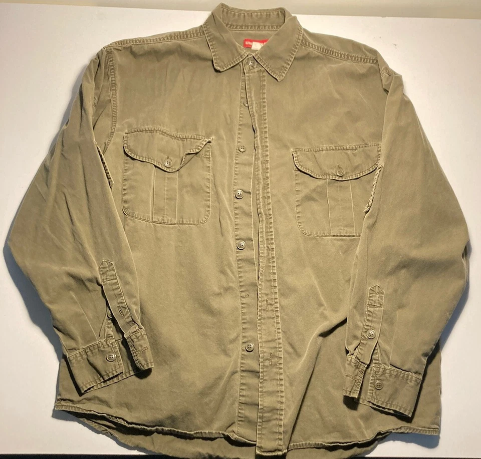 CAMISA UNIONBAY Abotonada Manga Larga Para Hombre Talla MEDIANA Verde Ejército RN 60307 ALGODÓN Foto 1 de 4