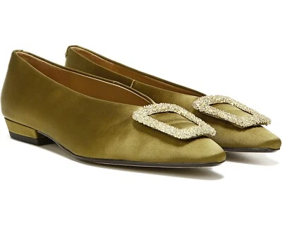 Mocasines planos Sam Edelman Z4926* Janina satinado oliva punta talla 8,5 M Foto 1 de 4