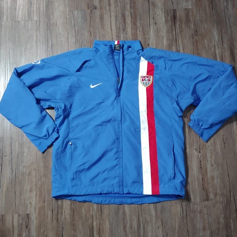 Nike US Soccer Warm Up Jacket Mens Blue Full Zip Dri Fit USA Authentic Sz XL Cover