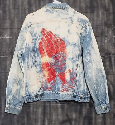 Vintage 80s' Guess Georges Marciano Denim Jacket Acid Wash Embroidered Men's (L) - Image 1 of 4