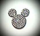 Small Mickey Mouse Head Clear Crystal Rhinestone Applique Felt Patch 1.25"