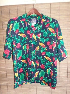 Hawaiin Shirt by Basix Vtg Men's Size L  Rayon Shirt Hawaiian Parrot Tropical - Image 1 of 4
