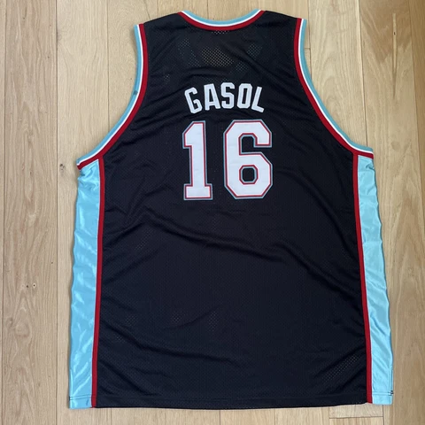 Memphis Grizzlies PAU GASOL Jersey (Black Throwback, #16) Reebok Men’s Size 56 Cover