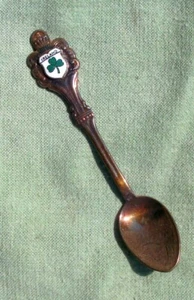Ireland Souvenir Miniature Collector Spoon Enamel Shamrock  Newbridge 4.5" - Picture 1 of 3