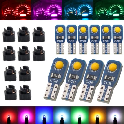 10PCS T5 W3W W1.2W PC74 2COB LED Car Dashboard Indicator Wedge Light Bulb Lamp - Image 1 of 4