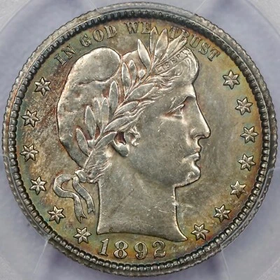 1892-O 25c Barber Quarter - PCGS UNC Details Cleaned - Image 1 of 4