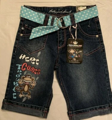 NUEVO ORIGINAL BOBBY JACK MARCA MONKEY JEAN BERMUDA PANTALONES CORTOS CAPRI NIÑAS 8 Foto 1 de 4