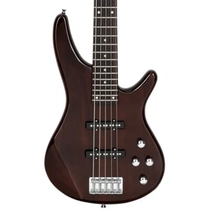 Glarry GIB Electric Bass Guitar Full Size 5 String W/ Case & Accessories - Brown - Picture 1 of 18