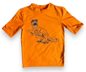 Cat And Jack T Shirt Boy's Size Medium (8-10) Orange Blue T Rex Dinosaur Graphic - Picture 1 of 9