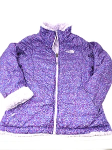 Girls Youth The North Face Reversible Jacket Coat L 14 / 16 Purple Fleece Winter - Picture 1 of 9