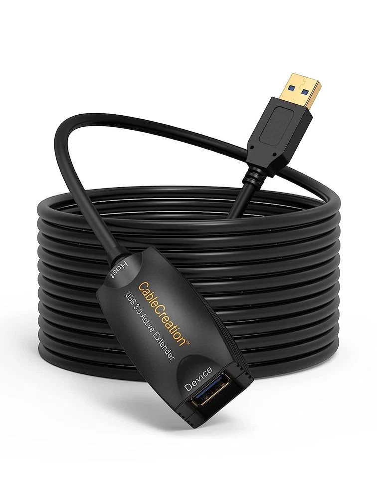16.4FT USB-A 3.0 Type A Male to Female Active Cable Extension Cord Adapter Black - Image 1 of 1