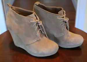 Jessica Simpson Suede Wedge Lace-Up Bootie Womens Size 7.5M - Picture 1 of 10