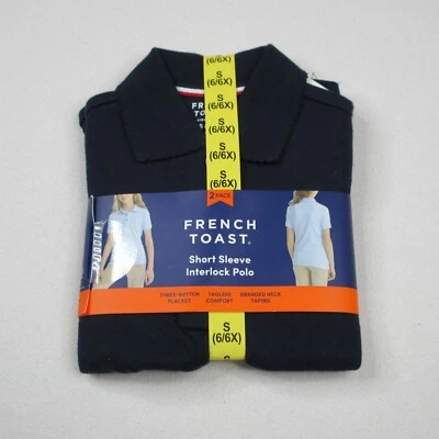 Polo Picot French Toast Niñas Manga Corta Interlock Azul Marino Talla S (6/6X) Paquete de 2 Foto 1 de 4