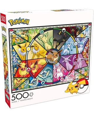 Pokemon - Vitral de Eevee - Rompecabezas de 500 Piezas COMPLETO Juegos de Búfalo Foto 1 de 2