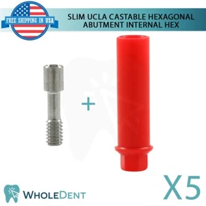 5x UCLA Castable Anti Rotational Abutment Int Hex 2.42 Dental - Picture 1 of 3
