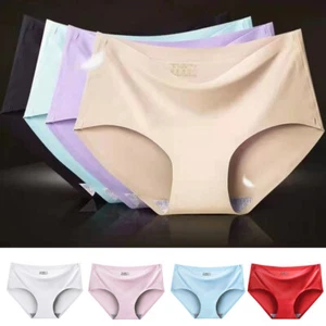 Ladies Seamless Panties Low Waist Ice Silky Briefs Knickers Underwear Breathable - Picture 1 of 21