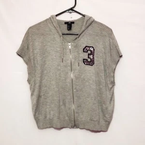 H&M Women’s Full Zip Shirt Top Gray Cap Sleeve Size Small (A3) - Picture 1 of 6