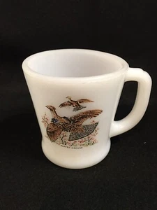 Taza de café Fire King vintage urogallo rizado juego pájaro limpio sin manchas - Imagen 1 de 6