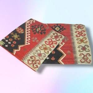 Lot 2 x Pottery Barn Malaki Kilim Wool Pillow Shams 18" x 18" Covers Bohemian - Picture 1 of 12