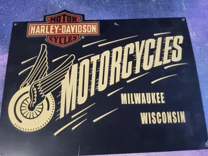 Harley Davidson Sign Metal Motor Cycle Vintage Style Wall Decor 15 x 11 " - Picture 1 of 3