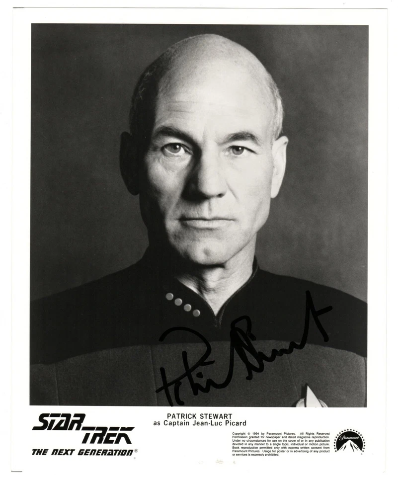 Star Trek - TNG Autógrafo Patrick Stewart Firmado 8X10 Blanco y Negro 1994 Foto de Prensa con Certificado de Autenticidad Foto 1 de 2