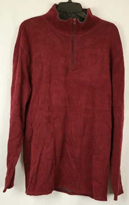 Fieldmaster Mens Flat Back Rib Burgundy Quarter Zip Pullover Sweater Medium New - Image 1 of 4
