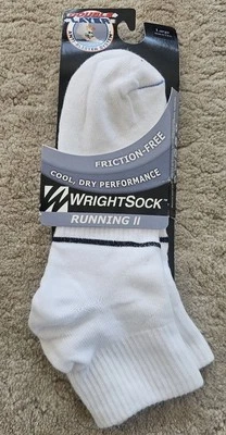 WrightSock White Quarter Light Cushion Running Walking Socks M 8.5-11.5 W 9.5-11 - Image 1 of 2