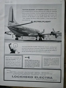 Avión de vuelo Electra 1958 motorizado por jet Lockheed anuncio de colección - Imagen 1 de 1