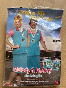 Adult’s Come Fly With Me Check in Girls Fancy Dress Costume & Wig - Stag Night - Picture 1 of 11
