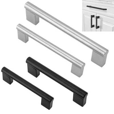 Modern Cabinet Handles Brushed Nickel Bar Pulls Kitchen Drawer Stainless Steel - Image 1 of 4