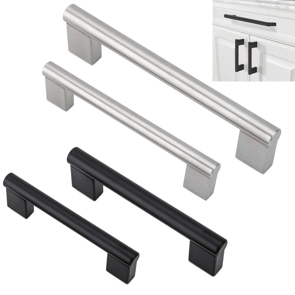 Modern Cabinet Handles Brushed Nickel Bar Pulls Kitchen Drawer Stainless Steel - Image 1 of 4