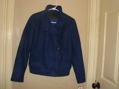 ATENCIÓN Chaqueta Bomber Azul Talla Pequeña Lana Poli Rayón Dobladillo Acanalado Foto 1 de 3