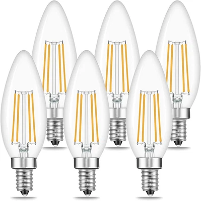 E14 European Base LED Candelabra Light Bulbs 40W Equivalent, Warm White 2700K, 4 - Image 1 of 4