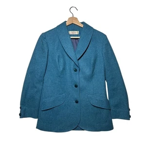 Vintage Young Pendleton Virgin Wool Blazer Jacket Peacock Blue Size 13-14 Preppy - Picture 1 of 11
