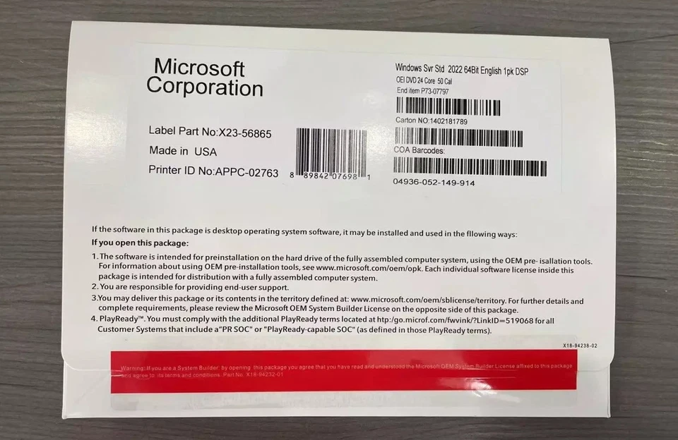 Microsoft Windows Server 2022 Standard 24-Core 50 CALs DVD With Key - Image 1 of 2