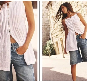 new FREE PEOPLE strappy pintucked tate tunic dress top S L - Picture 1 of 5