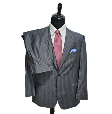 Traje Pal Zileri Barcelino 3 Btn Para Hombre 48R Pantalones 41x28 Gris Azul Pin Rayas Italia Foto 1 de 4