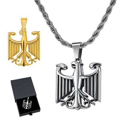 Stainless Steel Necklace with German Eagle Pendant Mens Germany Chain Gift - Image 1 of 4