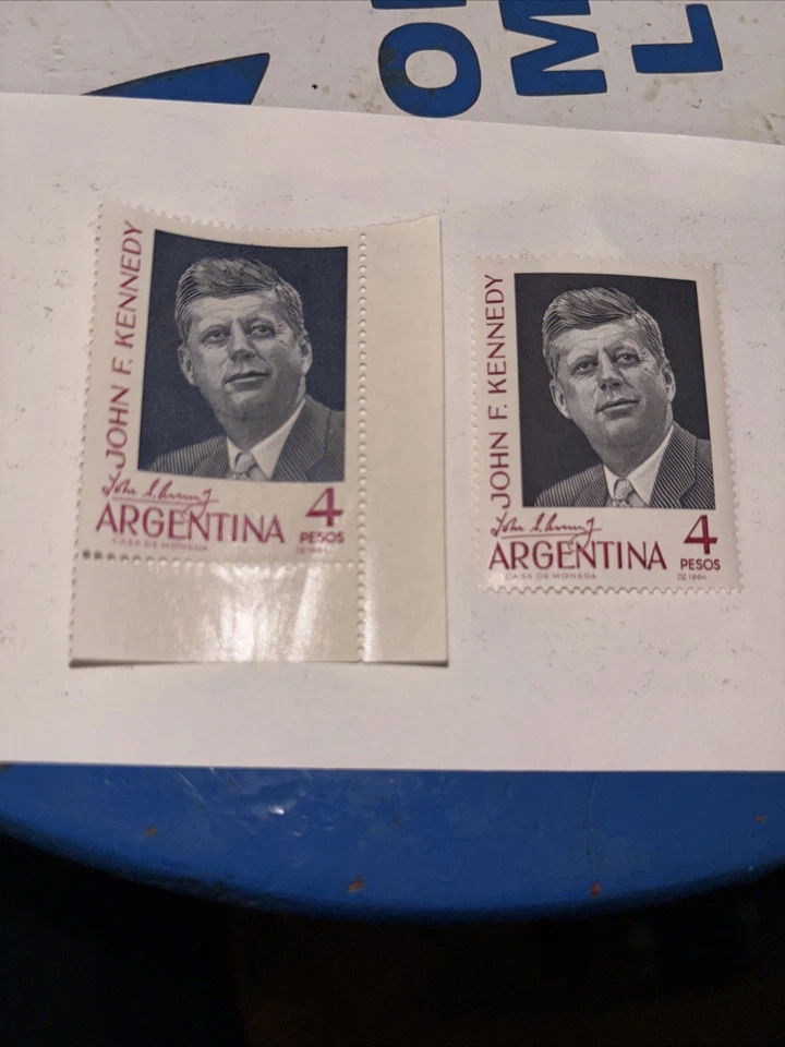 Kennedy Memorial Stamp Argentina 1960's Scott 760 ERROR PRINTED ON GUM - Image 1 of 1
