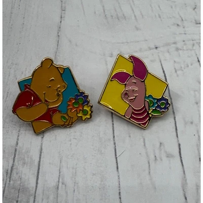 Winnie the Pooh Piglet Esmalte Prendedores Disney Primavera Flores Set 2 Pin Comercio 1" Foto 1 de 4