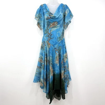 VTG Y2K Signature By Robbie Bee Dress 12 Forest Fairy Whimsical Beads Asymmetric - Image 1 of 4