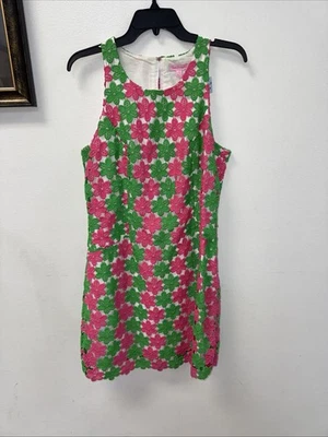 Lilly Pulitzer Pearl Green Two Tone Truly Petal Lace Shift Dress $348 Size 12 - Image 1 of 4