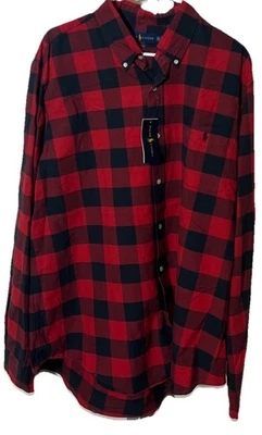 Ralph Lauren Shirt Red & Black Tartan Plaid Check XXL 100% Cotton Classic NWT - Image 1 of 4